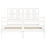 Estructura de cama con cabecero madera maciza blanco 140x190 cm de vidaXL, Camas y somieres - Ref: Foro24-3194097, Precio: 13...