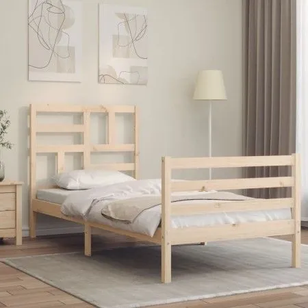 Bettgestell mit Massivholzkopfteil 100x200 cm von vidaXL, Betten und Lattenroste - Ref: Foro24-3194886, Preis: 106,37 €, Raba...