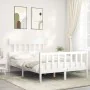 Weißer Massivholzbettrahmen mit Kopfteil 140x200 cm von vidaXL, Betten und Lattenroste - Ref: Foro24-3193337, Preis: 128,38 €...