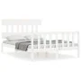 White solid wood bed frame with headboard 140x200 cm by vidaXL, Beds and slatted bases - Ref: Foro24-3193337, Price: 128,51 €...