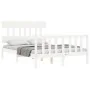 White solid wood bed frame with headboard 140x200 cm by vidaXL, Beds and slatted bases - Ref: Foro24-3193337, Price: 128,51 €...