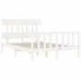 White solid wood bed frame with headboard 140x200 cm by vidaXL, Beds and slatted bases - Ref: Foro24-3193337, Price: 128,51 €...
