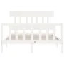 White solid wood bed frame with headboard 140x200 cm by vidaXL, Beds and slatted bases - Ref: Foro24-3193337, Price: 128,51 €...