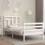 White solid wood bed frame with headboard 90x200 cm by vidaXL, Beds and slatted bases - Ref: Foro24-3194947, Price: 94,88 €, ...