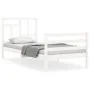 White solid wood bed frame with headboard 90x200 cm by vidaXL, Beds and slatted bases - Ref: Foro24-3194947, Price: 94,88 €, ...