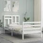 White solid wood bed frame with headboard 90x200 cm by vidaXL, Beds and slatted bases - Ref: Foro24-3194947, Price: 94,88 €, ...