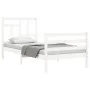 White solid wood bed frame with headboard 90x200 cm by vidaXL, Beds and slatted bases - Ref: Foro24-3194947, Price: 94,88 €, ...