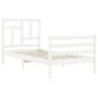 White solid wood bed frame with headboard 90x200 cm by vidaXL, Beds and slatted bases - Ref: Foro24-3194947, Price: 94,88 €, ...