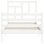 White solid wood bed frame with headboard 90x200 cm by vidaXL, Beds and slatted bases - Ref: Foro24-3194947, Price: 94,88 €, ...