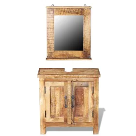 Badezimmermöbel mit Spiegel aus massivem Mangoholz von vidaXL, Badezimmermöbel - Ref: Foro24-243462, Preis: 291,62 €, Rabatt: %