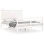 White solid wood bed frame with headboard 140x200 cm by vidaXL, Beds and slatted bases - Ref: Foro24-3195222, Price: 146,95 €...