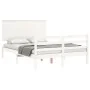 White solid wood bed frame with headboard 140x200 cm by vidaXL, Beds and slatted bases - Ref: Foro24-3195222, Price: 146,95 €...