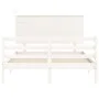 White solid wood bed frame with headboard 140x200 cm by vidaXL, Beds and slatted bases - Ref: Foro24-3195222, Price: 146,95 €...