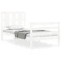 White solid wood bed frame with headboard 90x200 cm by vidaXL, Beds and slatted bases - Ref: Foro24-3194102, Price: 104,30 €,...