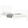 White solid wood bed frame with headboard 90x200 cm by vidaXL, Beds and slatted bases - Ref: Foro24-3194102, Price: 104,30 €,...