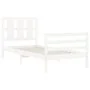 White solid wood bed frame with headboard 90x200 cm by vidaXL, Beds and slatted bases - Ref: Foro24-3194102, Price: 104,30 €,...