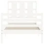 White solid wood bed frame with headboard 90x200 cm by vidaXL, Beds and slatted bases - Ref: Foro24-3194102, Price: 104,30 €,...