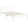 White solid wood bed frame with headboard 90x200 cm by vidaXL, Beds and slatted bases - Ref: Foro24-3194102, Price: 104,30 €,...