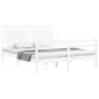 Double bed frame with white solid wood headboard by vidaXL, Beds and slatted bases - Ref: Foro24-3194057, Price: 165,06 €, Di...