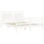 Double bed frame with white solid wood headboard by vidaXL, Beds and slatted bases - Ref: Foro24-3194057, Price: 165,06 €, Di...