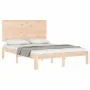 Bed frame with solid wood headboard 120x200 cm by vidaXL, Beds and slatted bases - Ref: Foro24-3193656, Price: 126,52 €, Disc...