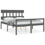 Cama de matrimonio personas mayores cabecero madera maciza gris de vidaXL, Camas y somieres - Ref: Foro24-3195423, Precio: 16...