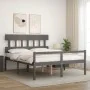 Cama de matrimonio personas mayores cabecero madera maciza gris de vidaXL, Camas y somieres - Ref: Foro24-3195423, Precio: 16...