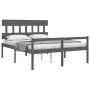 Cama de matrimonio personas mayores cabecero madera maciza gris de vidaXL, Camas y somieres - Ref: Foro24-3195423, Precio: 16...