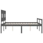 Cama de matrimonio personas mayores cabecero madera maciza gris de vidaXL, Camas y somieres - Ref: Foro24-3195423, Precio: 16...