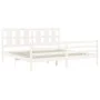 Weißer Massivholzbettrahmen mit Kopfteil 200x200 cm von vidaXL, Betten und Lattenroste - Ref: Foro24-3194137, Preis: 162,75 €...