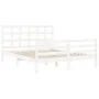 Double bed frame with white solid wood headboard by vidaXL, Beds and slatted bases - Ref: Foro24-3193992, Price: 145,02 €, Di...
