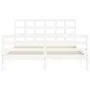 Double bed frame with white solid wood headboard by vidaXL, Beds and slatted bases - Ref: Foro24-3193992, Price: 145,02 €, Di...