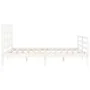 Double bed frame with white solid wood headboard by vidaXL, Beds and slatted bases - Ref: Foro24-3193992, Price: 145,02 €, Di...