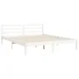 Double bed frame with white solid wood headboard by vidaXL, Beds and slatted bases - Ref: Foro24-3193992, Price: 145,02 €, Di...