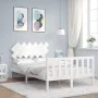 White solid wood bed frame with headboard 120x200 cm by vidaXL, Beds and slatted bases - Ref: Foro24-3193462, Price: 123,03 €...