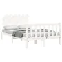 White solid wood bed frame with headboard 120x200 cm by vidaXL, Beds and slatted bases - Ref: Foro24-3193462, Price: 123,03 €...