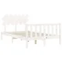 White solid wood bed frame with headboard 120x200 cm by vidaXL, Beds and slatted bases - Ref: Foro24-3193462, Price: 123,03 €...