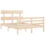 Bed frame with solid wood headboard 120x200 cm by vidaXL, Beds and slatted bases - Ref: Foro24-3195086, Price: 106,26 €, Disc...