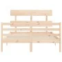 Bed frame with solid wood headboard 120x200 cm by vidaXL, Beds and slatted bases - Ref: Foro24-3195086, Price: 106,26 €, Disc...