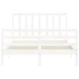 Estructura de cama con cabecero madera maciza blanco 140x200 cm de vidaXL, Camas y somieres - Ref: Foro24-3193857, Precio: 12...