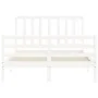 White solid wood bed frame with headboard 140x200 cm by vidaXL, Beds and slatted bases - Ref: Foro24-3193857, Price: 127,79 €...