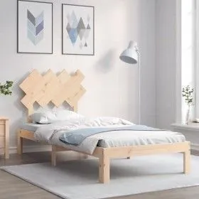 Bettgestell mit Massivholzkopfteil 90x200 cm von vidaXL, Betten und Lattenroste - Ref: Foro24-3193711, Preis: 88,87 €, Rabatt: %
