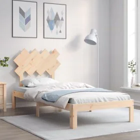 Estructura de cama con cabecero madera maciza 90x200 cm de vidaXL, Camas y somieres - Ref: Foro24-3193711, Precio: 88,87 €, D...