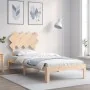 Bed frame with solid wood headboard 90x200 cm by vidaXL, Beds and slatted bases - Ref: Foro24-3193711, Price: 88,87 €, Discou...