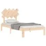 Bed frame with solid wood headboard 90x200 cm by vidaXL, Beds and slatted bases - Ref: Foro24-3193711, Price: 88,87 €, Discou...