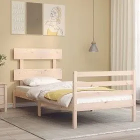 Bettgestell mit Massivholzkopfteil 90x200 cm von vidaXL, Betten und Lattenroste - Ref: Foro24-3195076, Preis: 86,16 €, Rabatt: %
