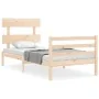 Estructura de cama con cabecero madera maciza 90x200 cm de vidaXL, Camas y somieres - Ref: Foro24-3195076, Precio: 86,16 €, D...