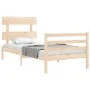 Bed frame with solid wood headboard 90x200 cm by vidaXL, Beds and slatted bases - Ref: Foro24-3195076, Price: 86,16 €, Discou...