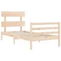 Bed frame with solid wood headboard 90x200 cm by vidaXL, Beds and slatted bases - Ref: Foro24-3195076, Price: 86,16 €, Discou...