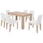 7-piece oak dining set with artificial leather in cream color by vidaXL, Furniture sets for kitchens and dining rooms - Ref: ...